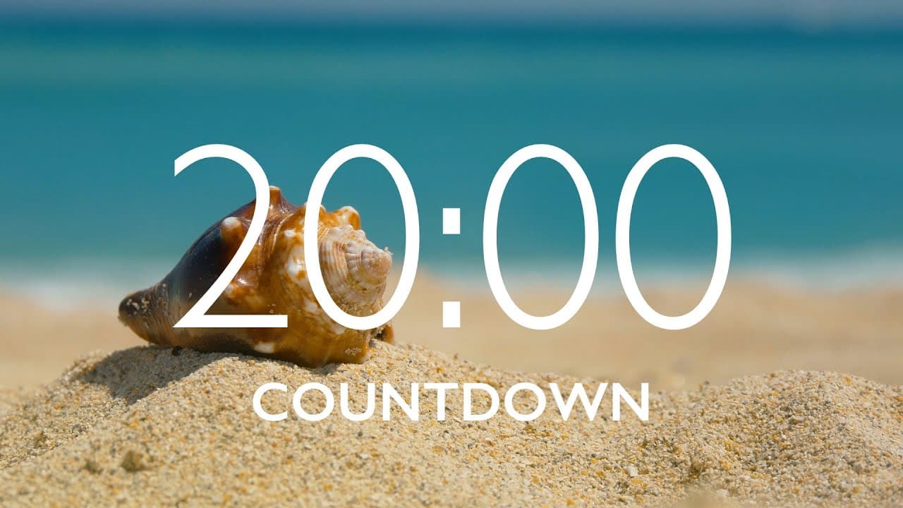 20 Minute Timer with Music and Alarm – Beach Background