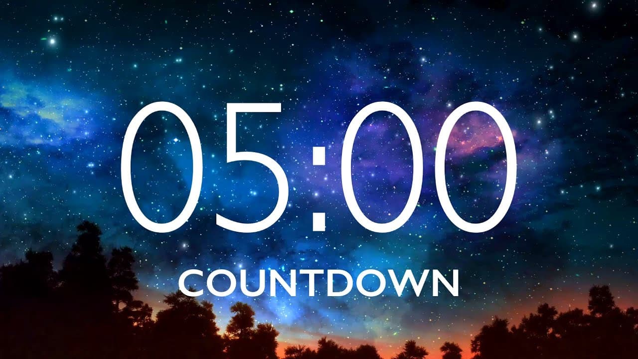 5 Minute Timer with Relaxing Music and Alarm – Starry Sky Background, Version 2