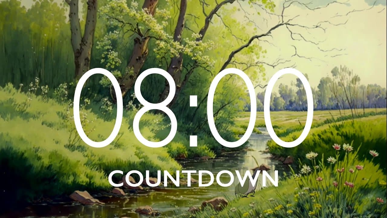 8 Minute Timer with Relaxing Music and Alarm – Meadow Background