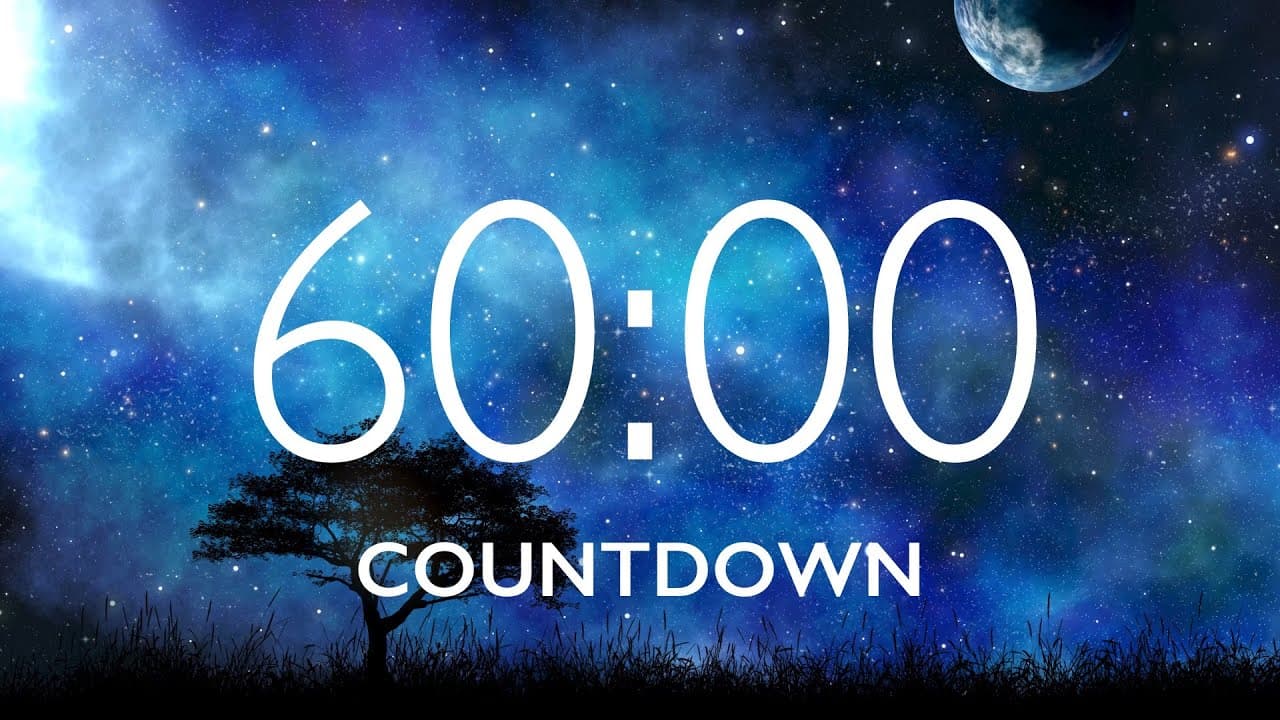 60 Minute Timer with Relaxing Music and Alarm – Starry Sky Background