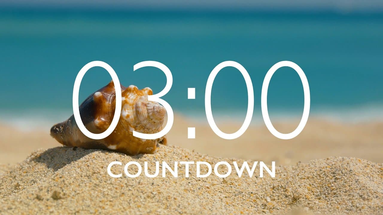 3 Minute Timer with Music and Alarm – Beach Background