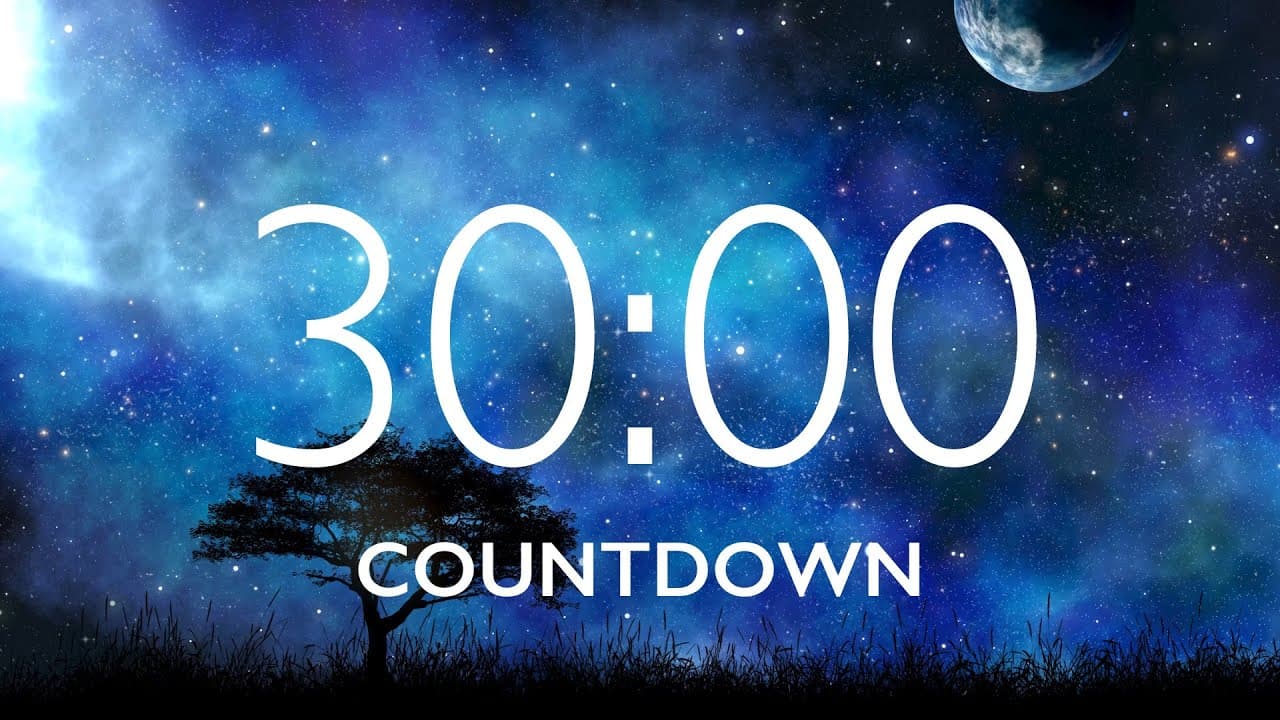30 Minute Timer with Relaxing Music and Alarm – Starry Sky Background