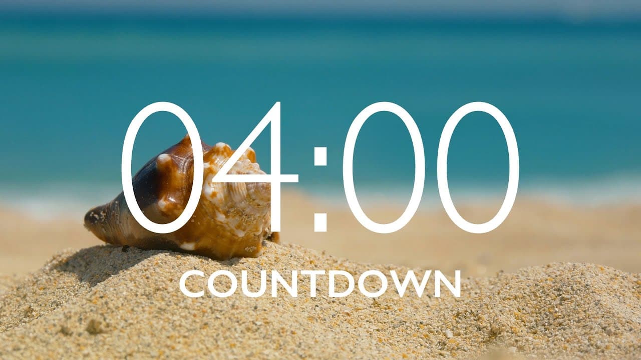 4 Minute Timer with Music and Alarm – Beach Background