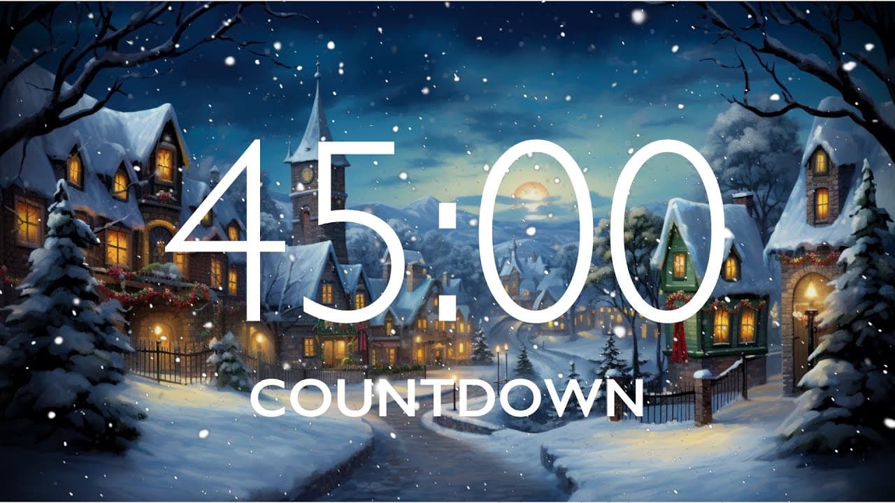 45 Minute Timer with Relaxing Music and Alarm – Snow Night Background