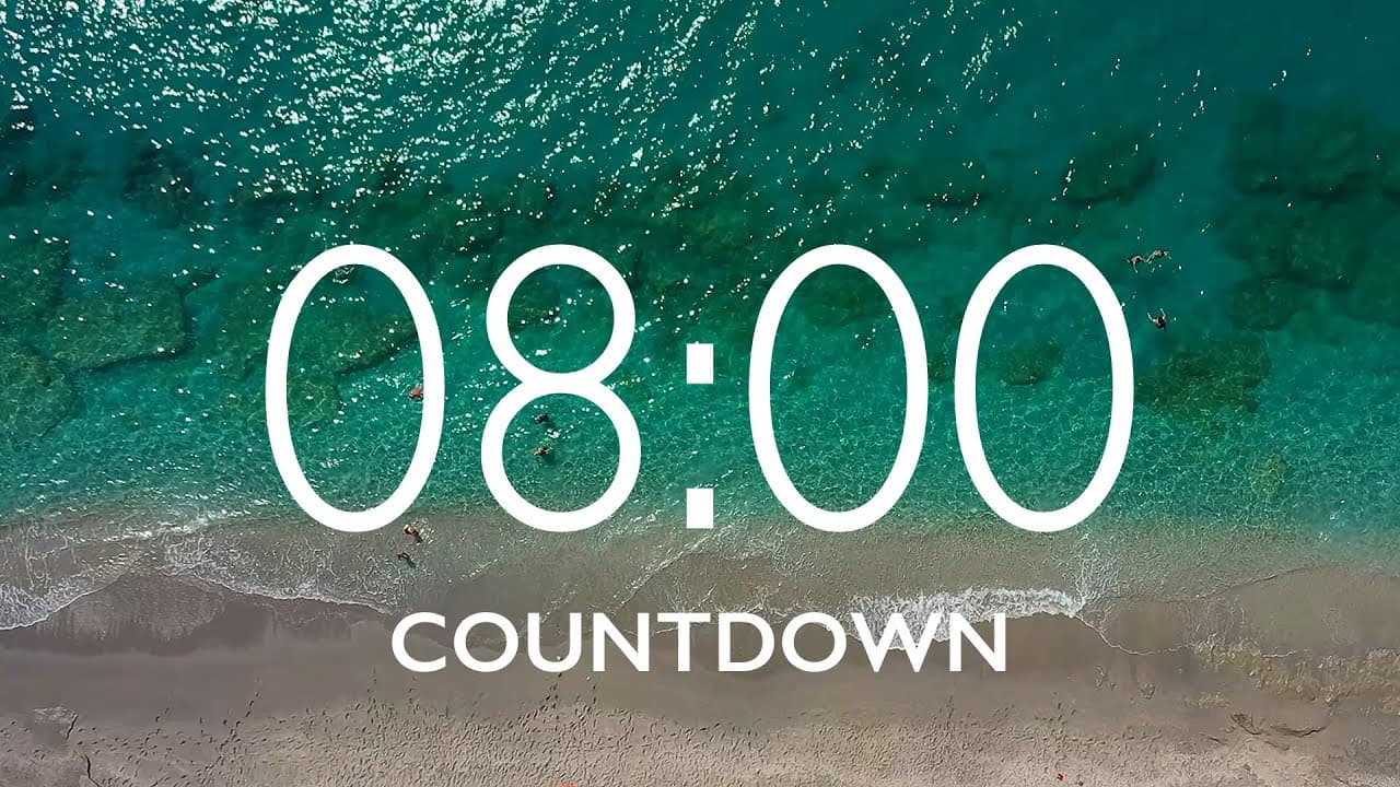 8 Minute Timer with Relaxing Music and Alarm – Beach Background