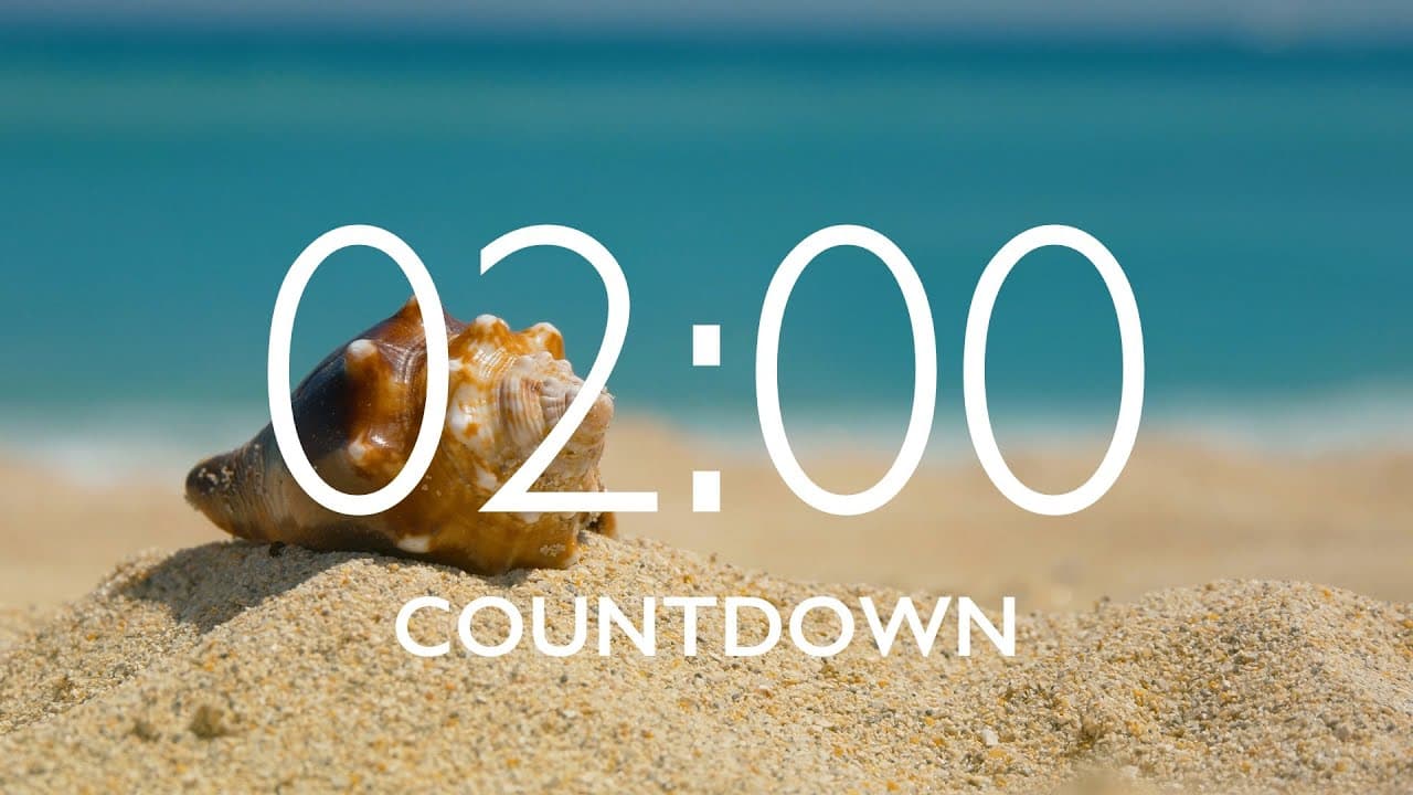 2 Minute Timer with Music and Alarm – Beach Background