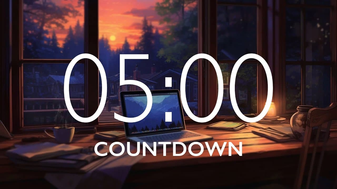 5 Minute Timer with Relaxing Music and Alarm – Study Room Background