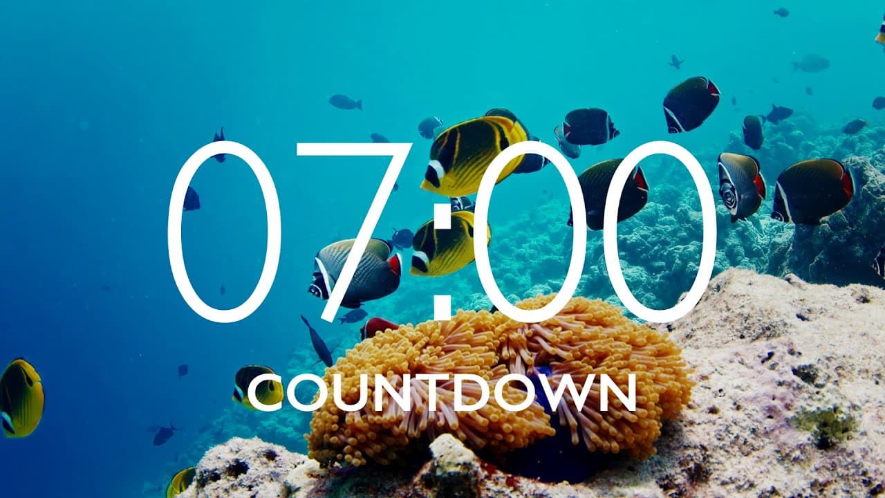 7 Minute Timer with Relaxing Music and Alarm – Underwater Background