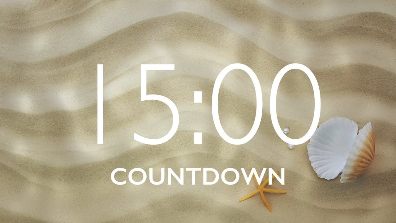 15 Minute Timer with Relaxing Music and Alarm – Sand Background