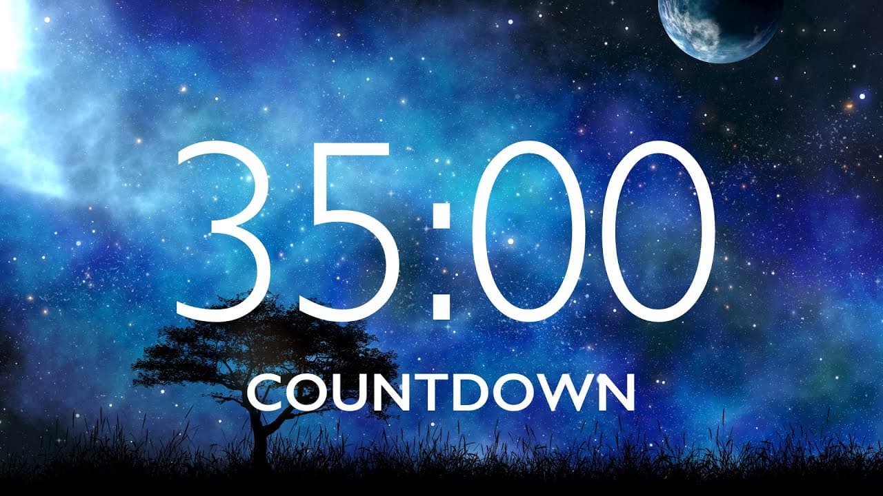 35 Minute Timer with Relaxing Music and Alarm – Starry Sky Background