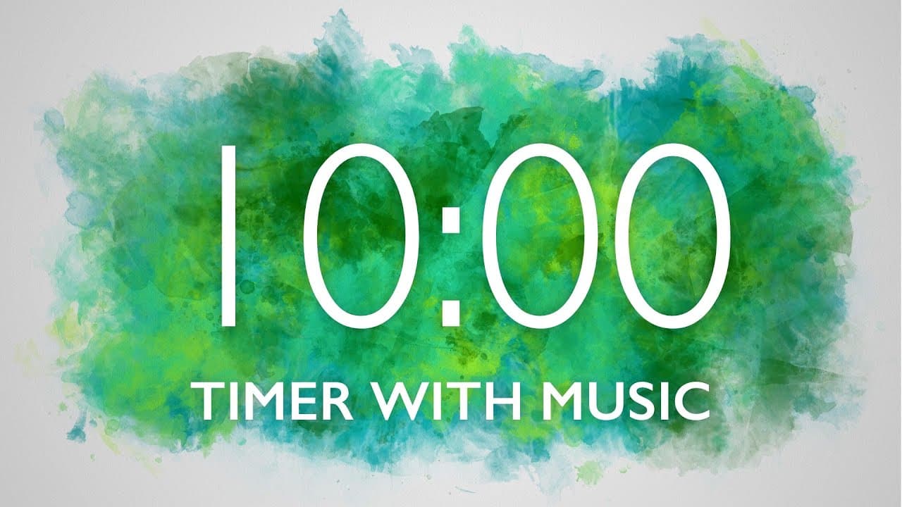 10 Minute Timer for Classroom with Relaxing Music – Watercolor Background