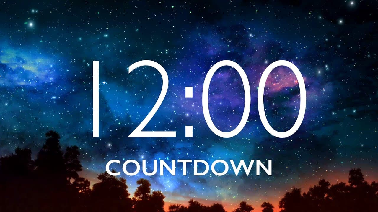 12 Minute Timer with Relaxing Music and Alarm – Starry Sky Background