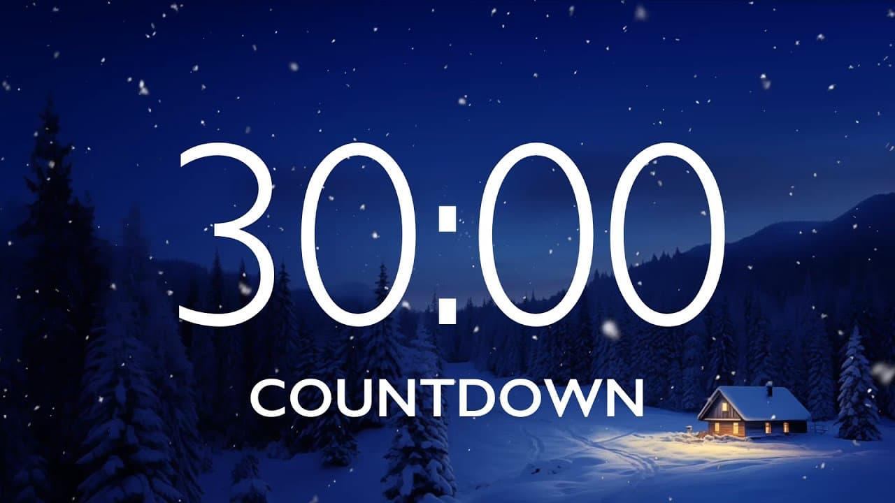30 Minute Timer with Relaxing Music and Alarm – Snow Night Background