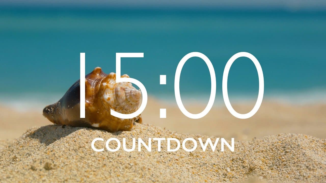 15 Minute Timer with Music and Alarm – Beach Background