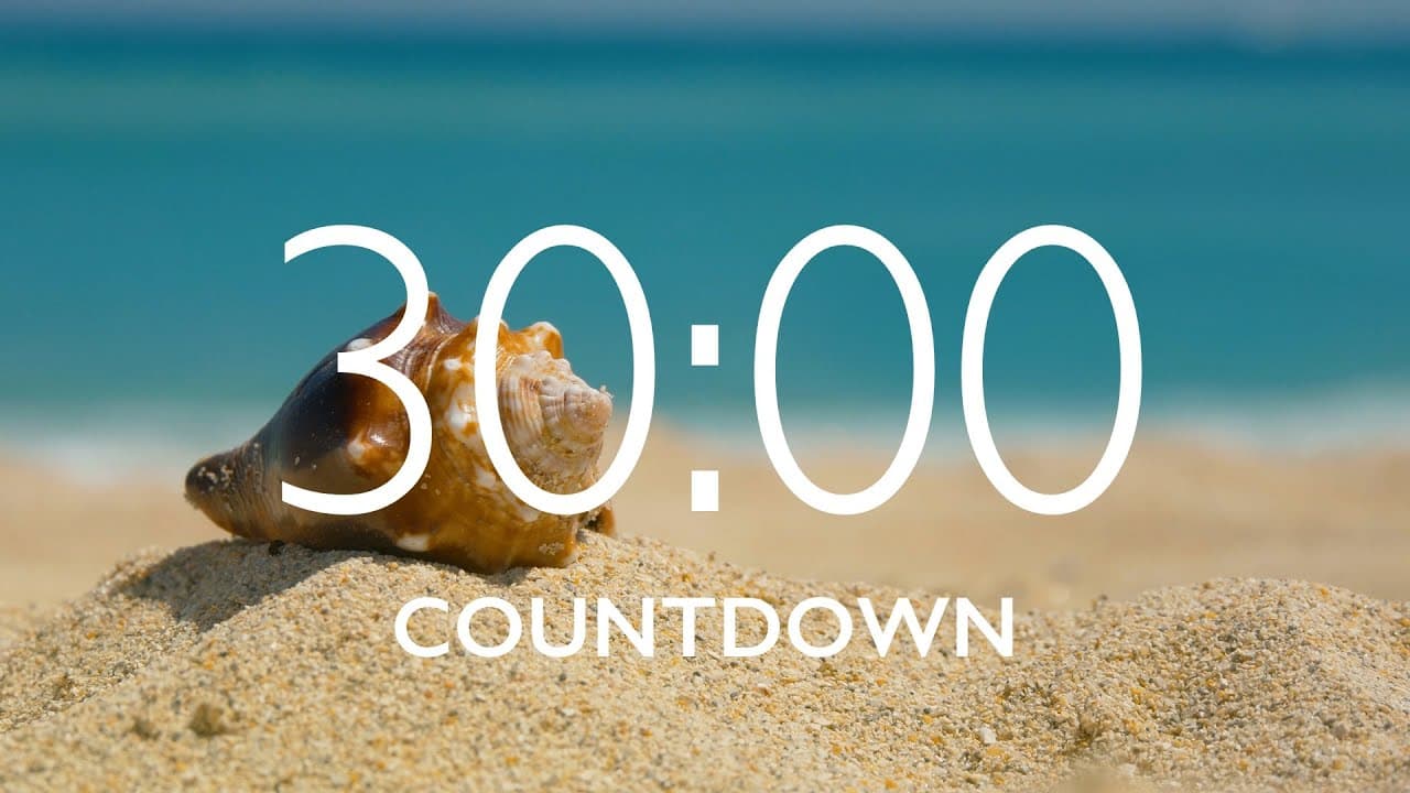 30 Minute Timer with Music and Alarm – Beach Background