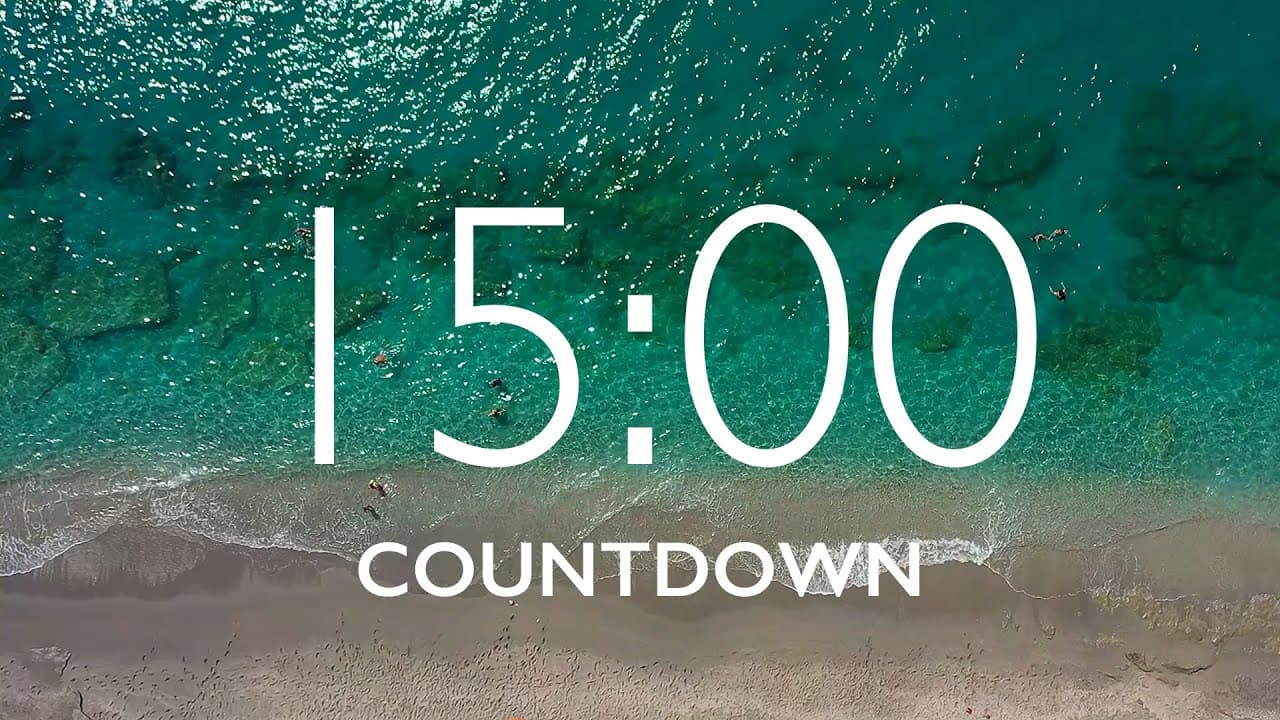 15 Minute Timer with Relaxing Music and Alarm – Beach Background