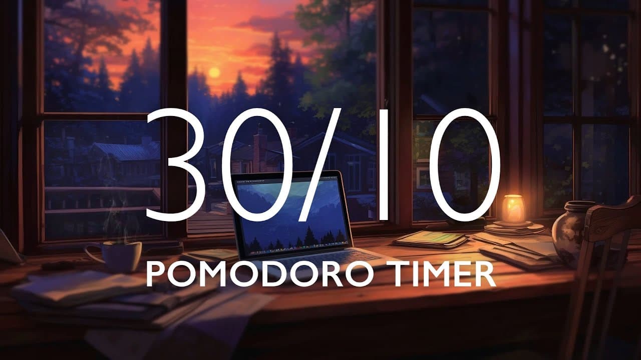 Pomodoro Timer with Ambient Music 2 hour study session (30/10) – Study Room Background