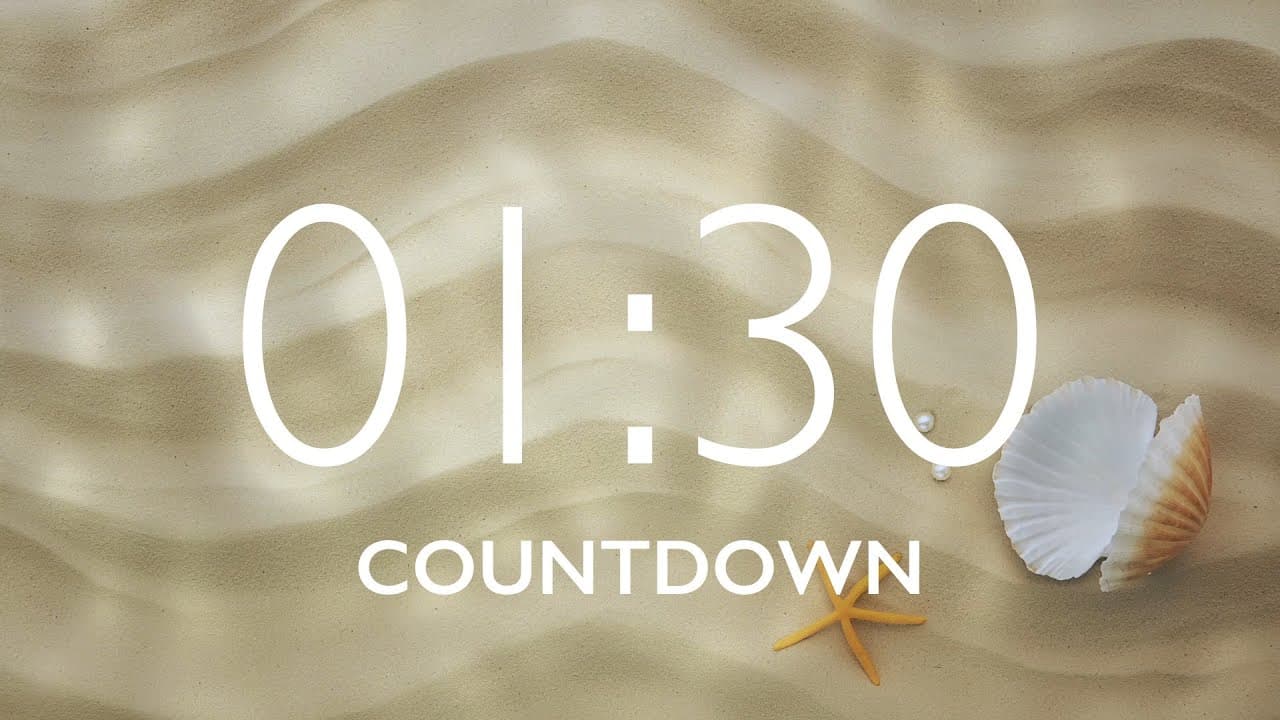 90 Seconds Timer with Relaxing Music and Alarm – Sand Background