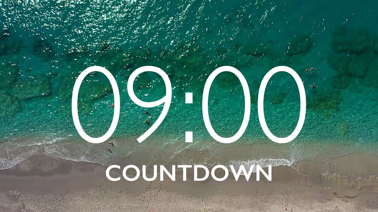 9 Minute Timer with Relaxing Music and Alarm – Beach Background
