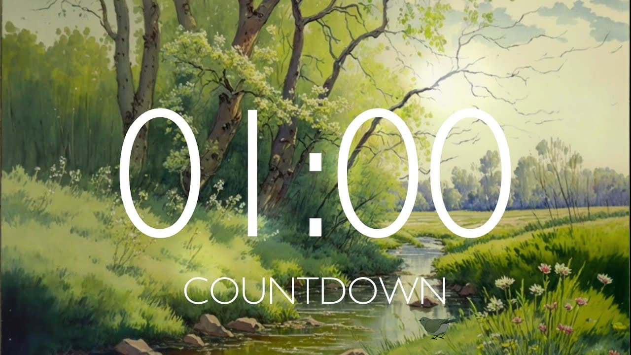 1 Minute Timer with Relaxing Music and Alarm – Meadow Background