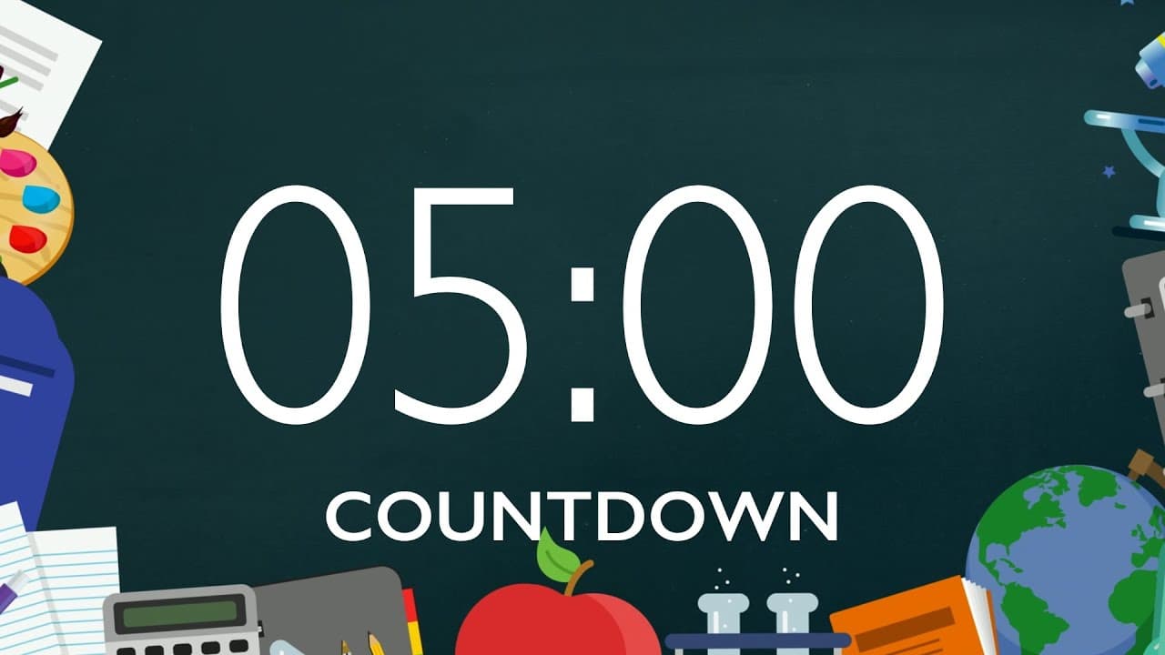5 Minute Back to School Timer with Music and Alarm – School Supplies Background