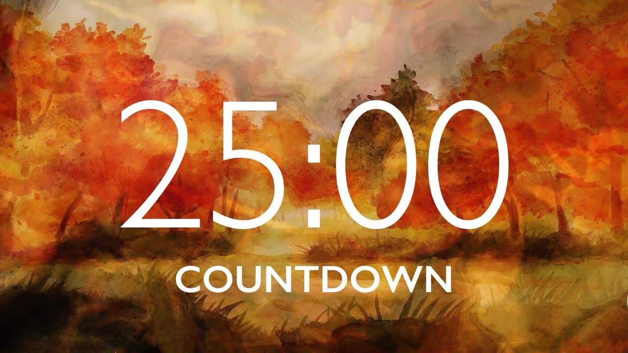 25 Minute Fall Leaves Timer with Relaxing Music and Alarm – Autumn Forest Background