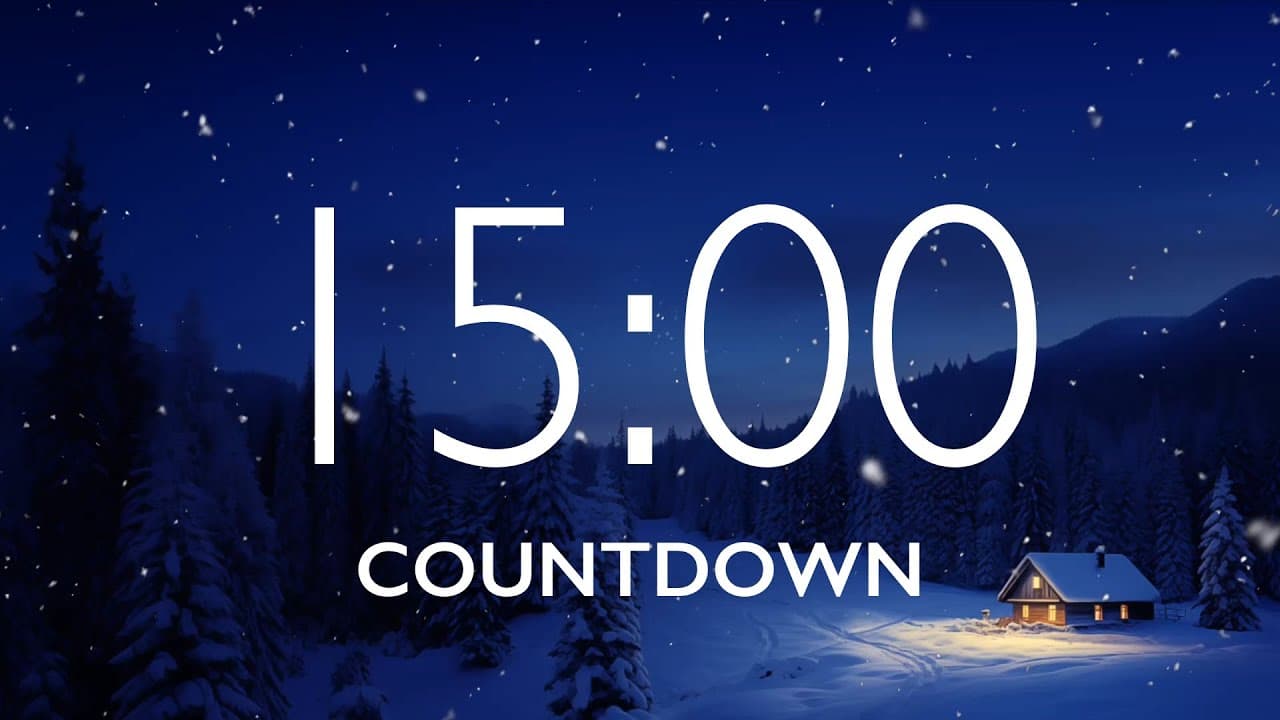 15 Minute Timer with Relaxing Music and Alarm – Snow Night Background