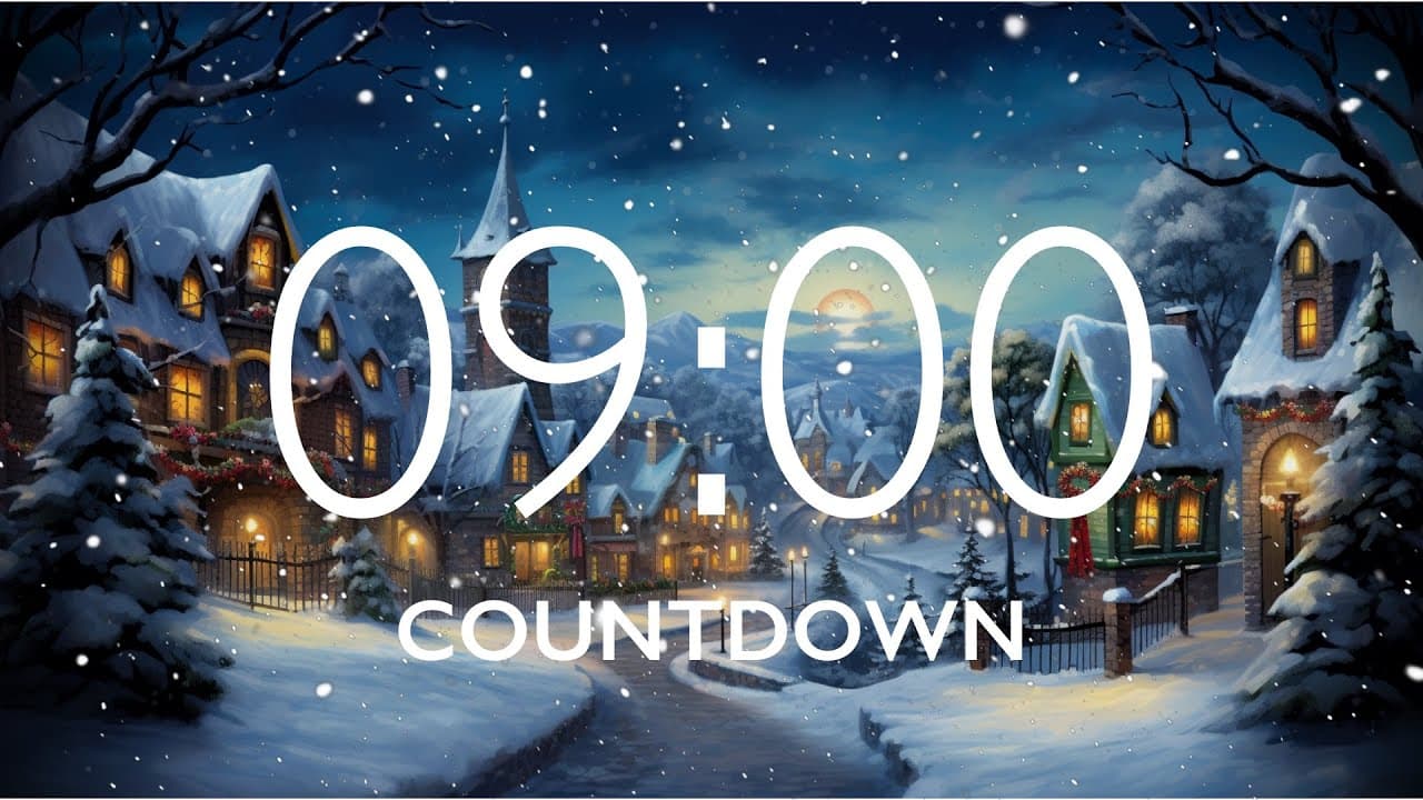 9 Minute Timer with Relaxing Music and Alarm – Snow Night Background
