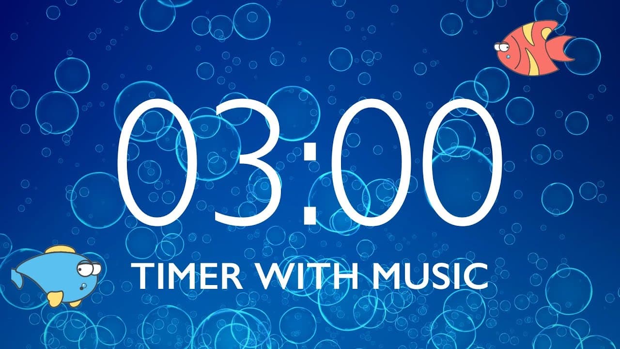 3 Minute Classroom Homework Timer with Music & Alarm – Underwater Background