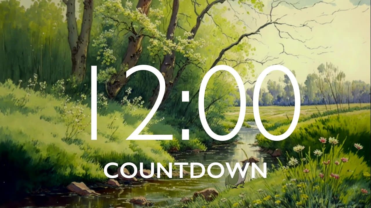 12 Minute Timer with Relaxing Music and Alarm – Meadow Background