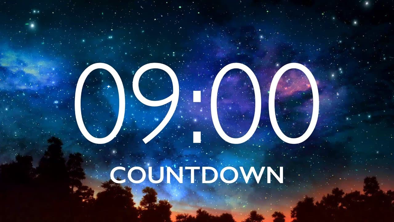 9 Minute Timer with Relaxing Music and Alarm – Starry Sky Background