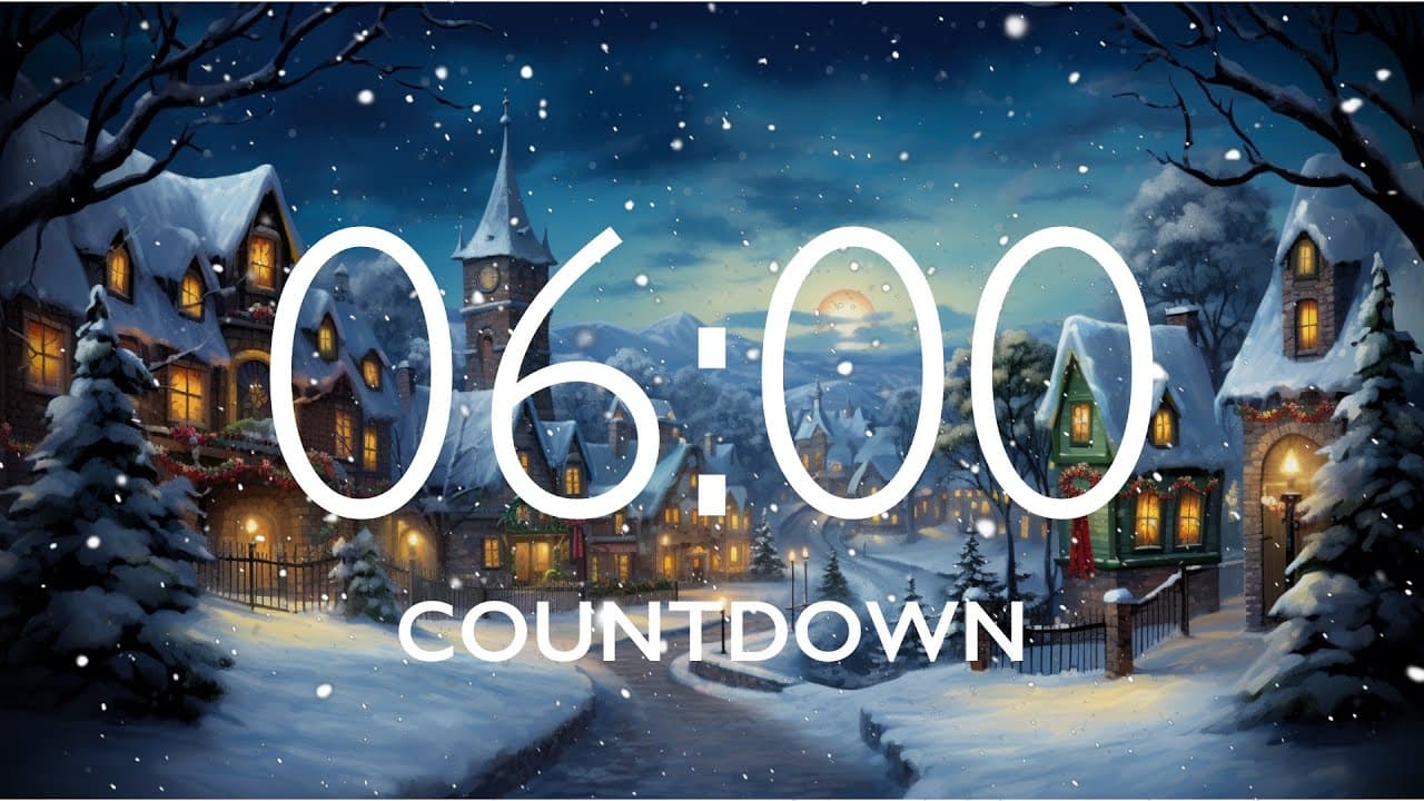 6 Minute Timer with Relaxing Music and Alarm – Snow Night Background
