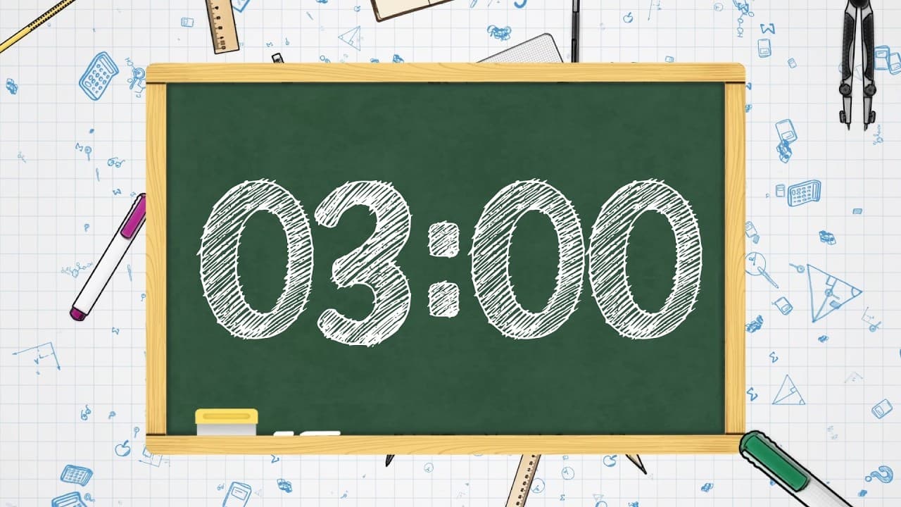 3 Minute Classroom Timer - No Music – Chalkboard Background