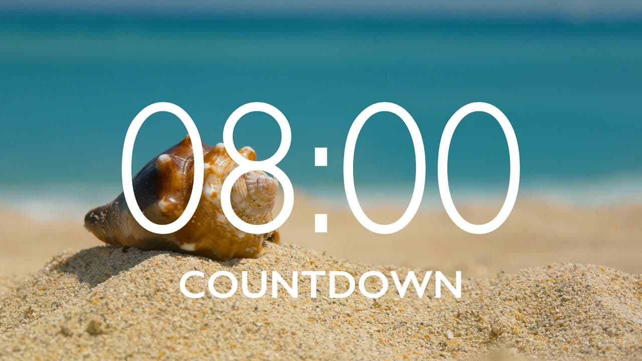 8 Minute Timer with Music and Alarm – Beach Background