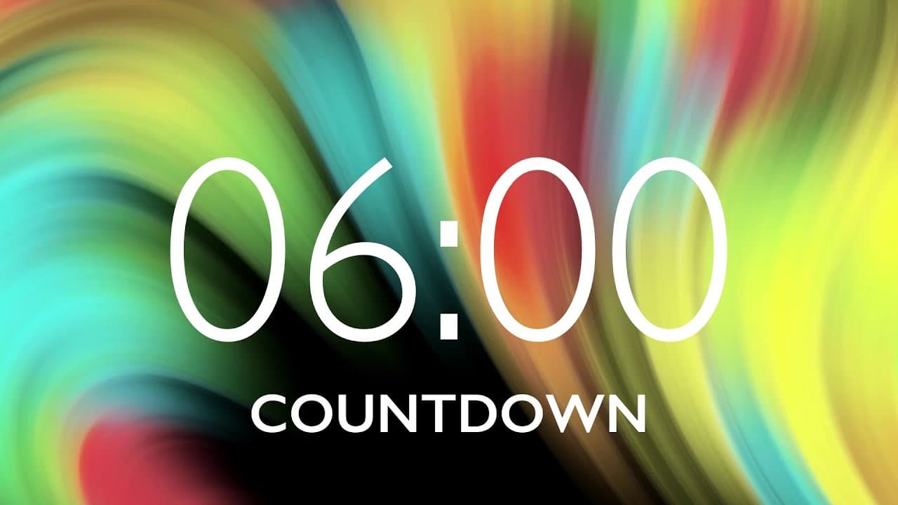 6 Minute Timer with Relaxing Music and Alarm – Colorful Swirl Background