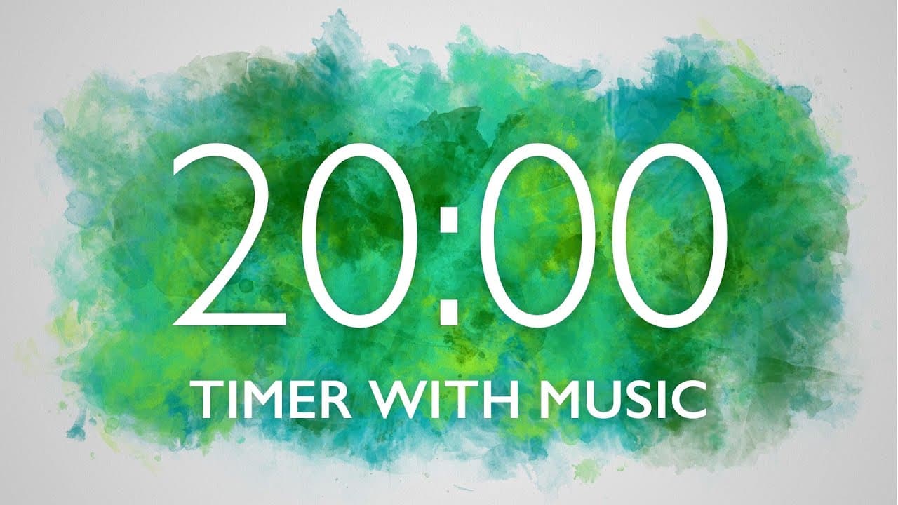 20 Minute Timer for Classroom with Relaxing Music – Watercolor Background