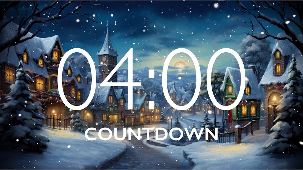 4 Minute Timer with Relaxing Music and Alarm – Snow Night Background