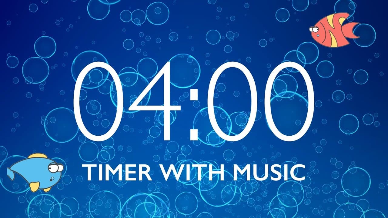 4 Minute Classroom Homework Timer with Music & Alarm – Underwater Background