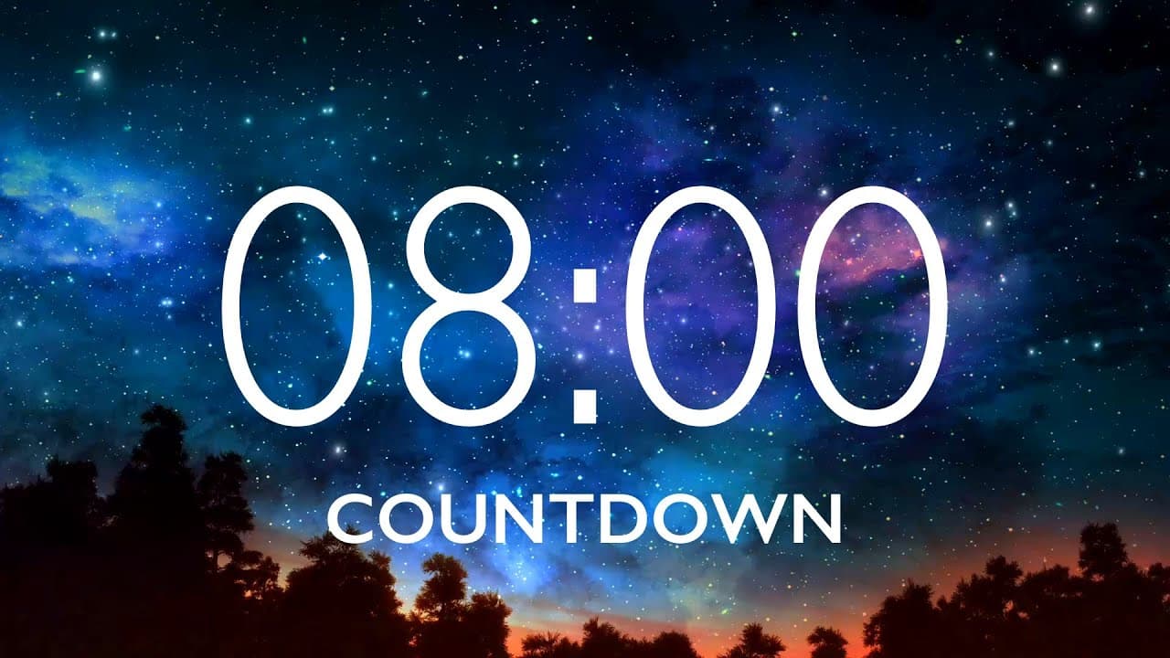 8 Minute Timer with Relaxing Music and Alarm – Starry Sky Background