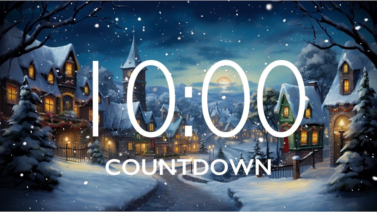 10 Minute Timer with Relaxing Music and Alarm – Snow Night Background, Version 2