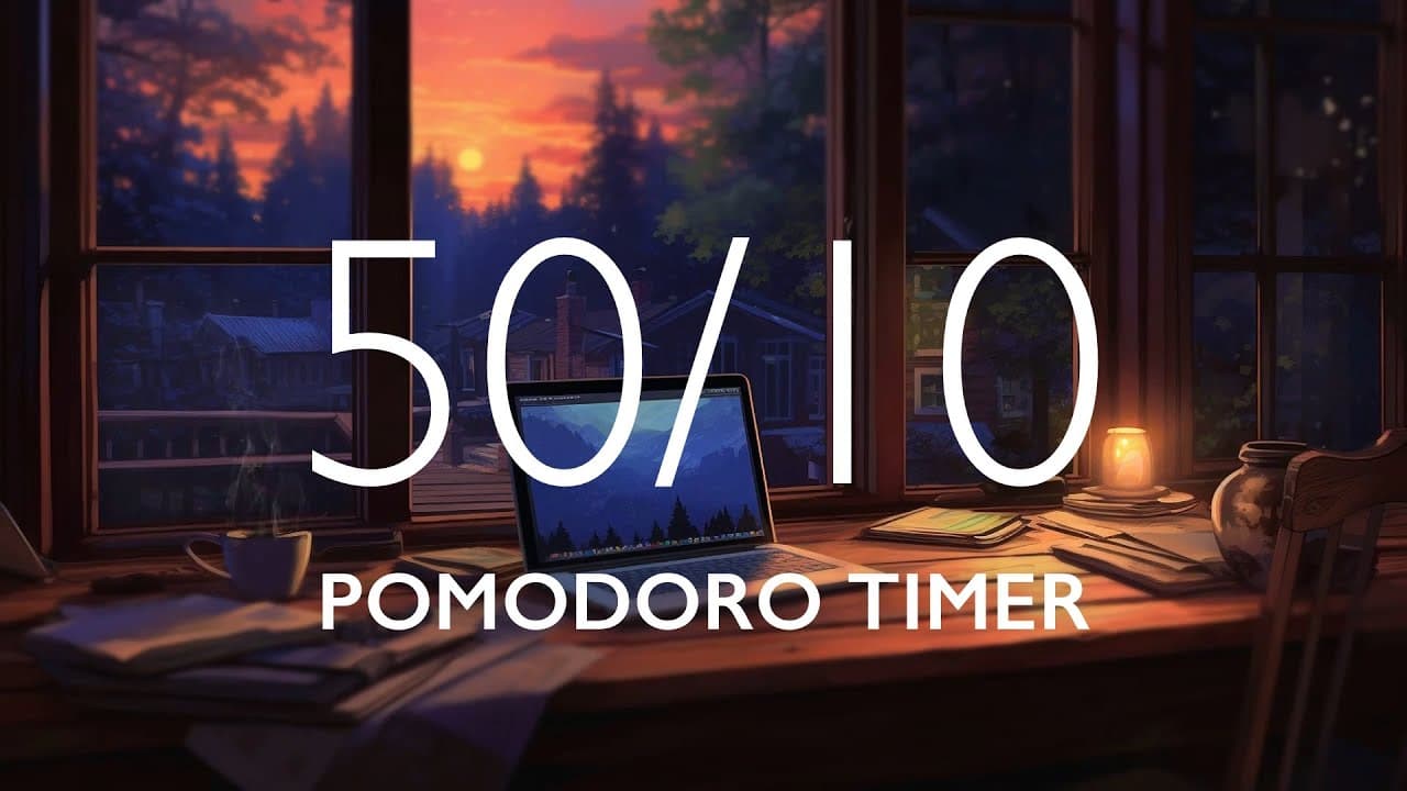 Pomodoro Timer with Ambient Music 2 hour study session (50/10) – Study Room Background