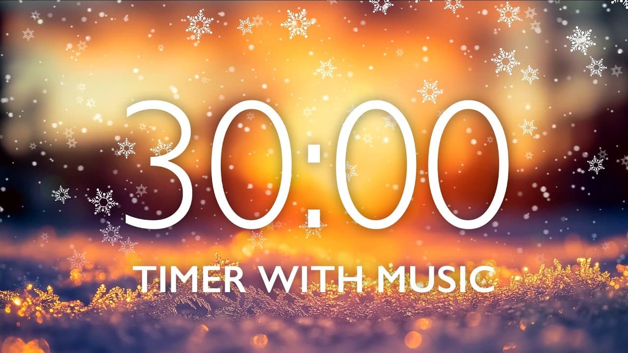 30 Minute Timer with Relaxing Music and Alarm – Snowfall Background