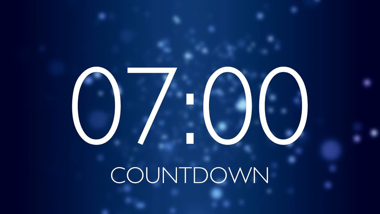 7 Minute Timer with Relaxing Music and Alarm – Blue Sparkles Background