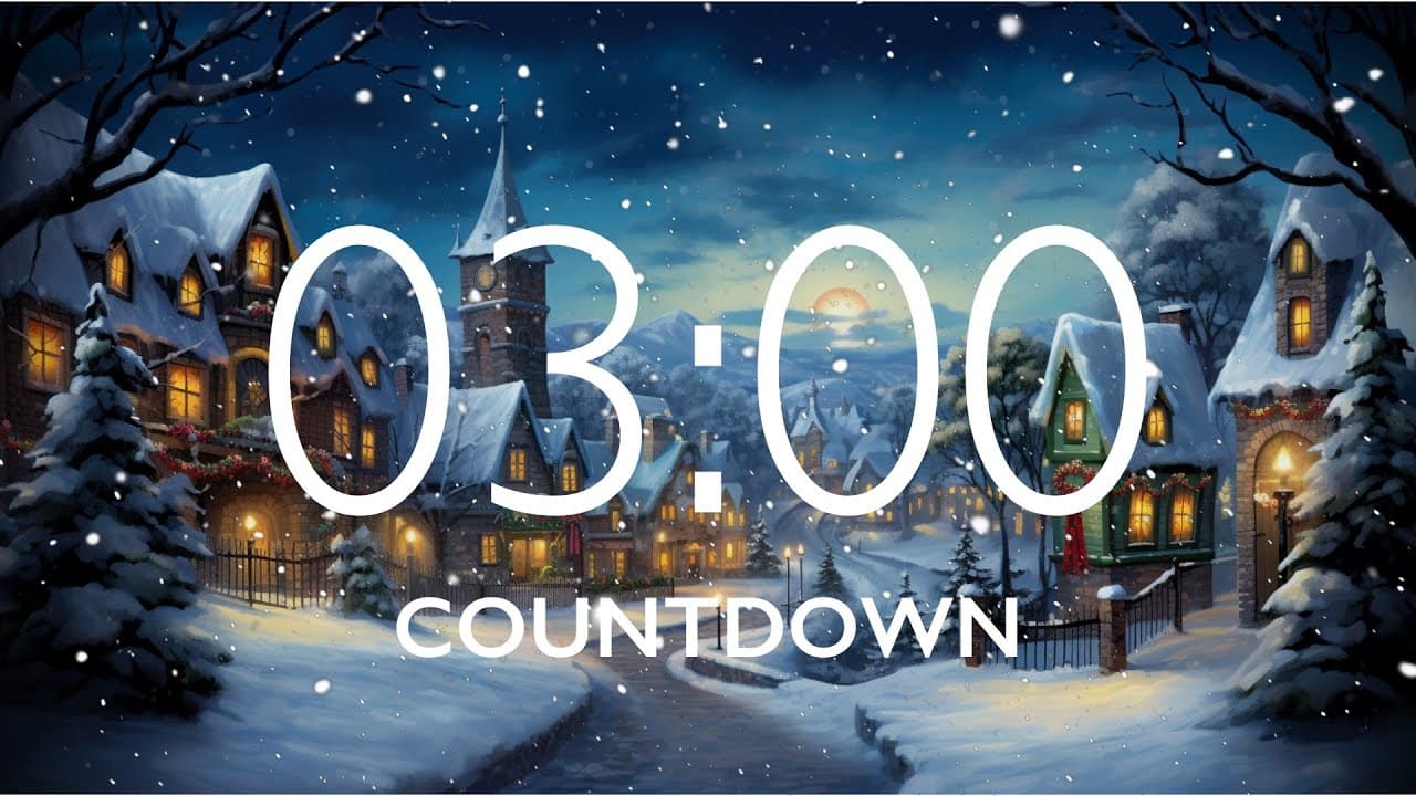 3 Minute Timer with Relaxing Music and Alarm – Snow Night Background
