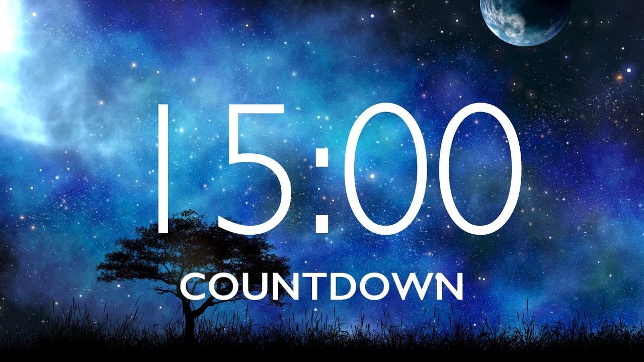 15 Minute Timer with Relaxing Music and Alarm – Starry Sky Background
