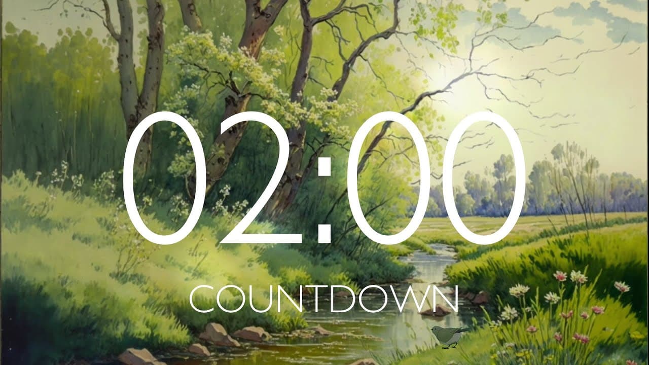 2 Minute Timer with Relaxing Music and Alarm – Meadow Background