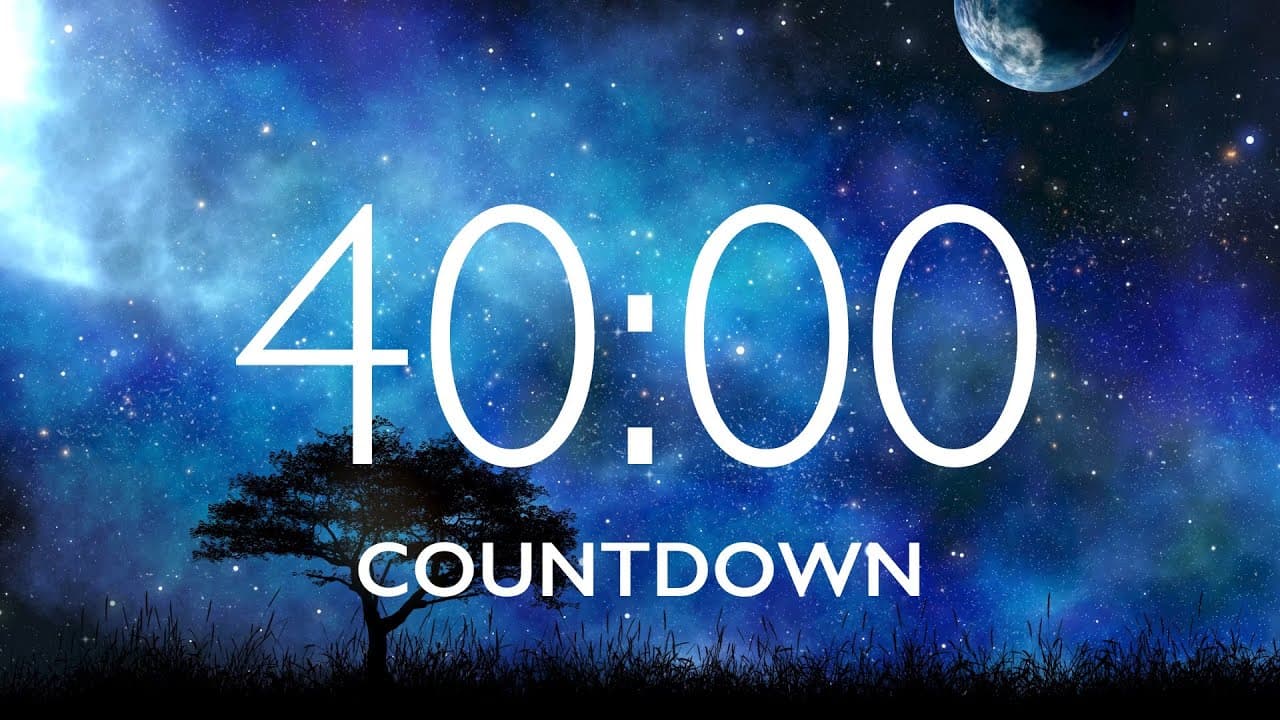 40 Minute Timer with Relaxing Music and Alarm – Starry Sky Background