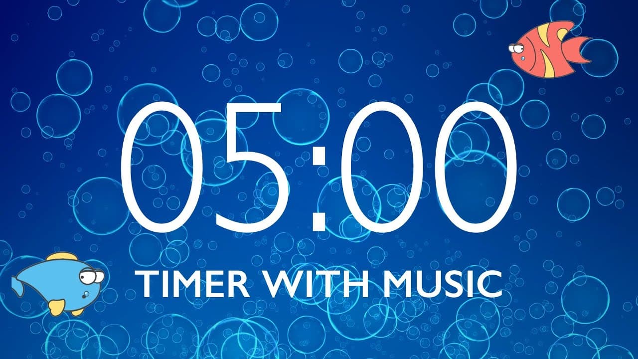 5 Minute Classroom Homework Timer with Music & Alarm – Underwater Background