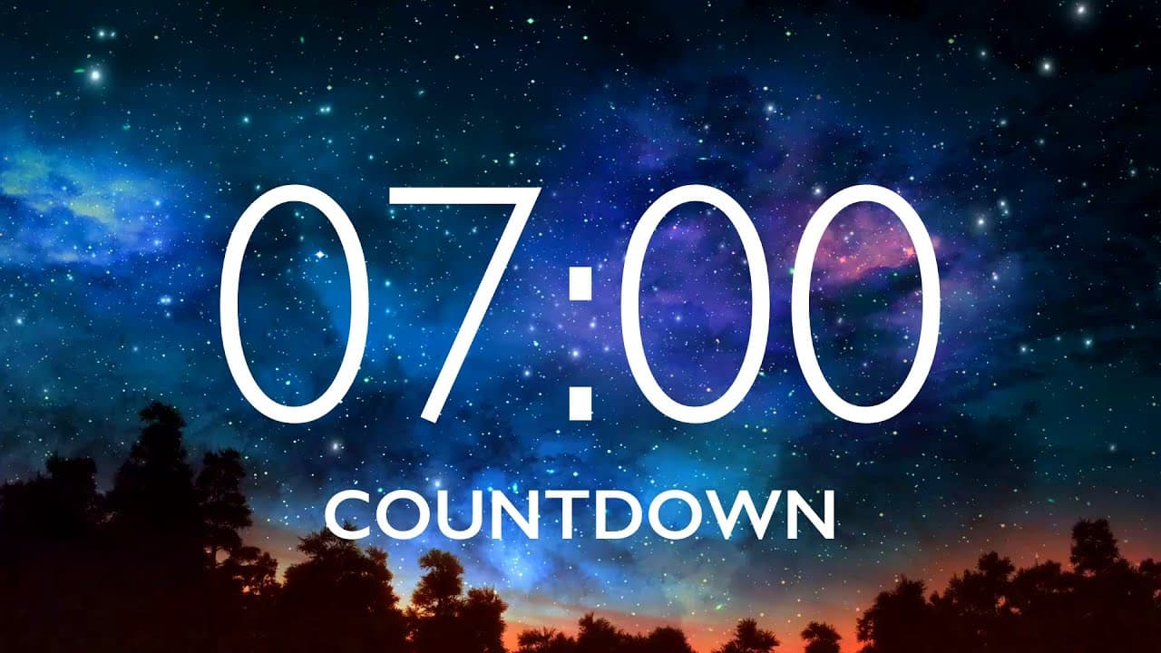 7 Minute Timer with Relaxing Music and Alarm – Starry Sky Background, Version 2