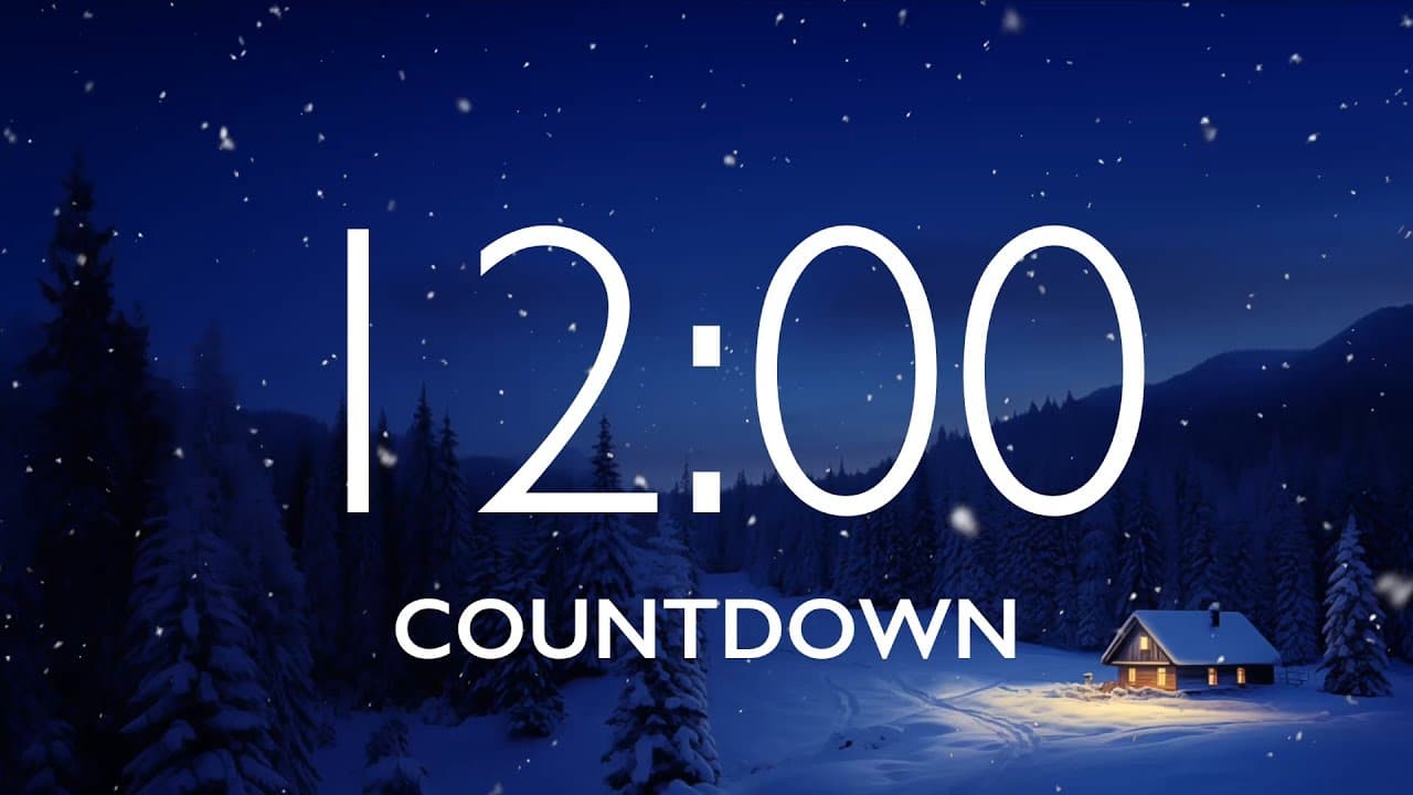 12 Minute Timer with Relaxing Music and Alarm – Snow Night Background